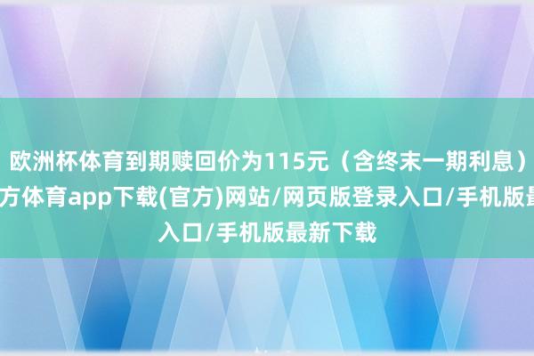 欧洲杯体育到期赎回价为115元（含终末一期利息）-世博官方体育app下载(官方)网站/网页版登录入口/手机版最新下载